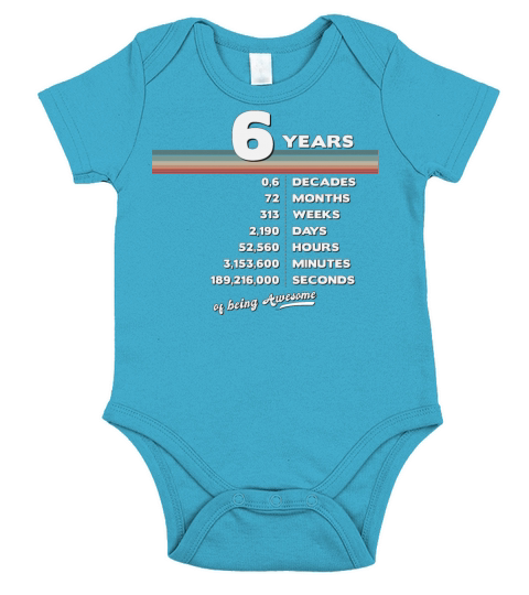 6th Birthday Vintage 6 Years Old Retro 72 Months Short Sleeve Baby One-Piece