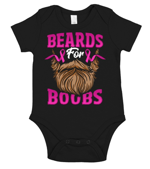 Beards For Boobs Breast Cancer Awareness Pink Short Sleeve Baby One-Piece