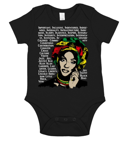 Black history month african women words design268 Short Sleeve Baby One-Piece
