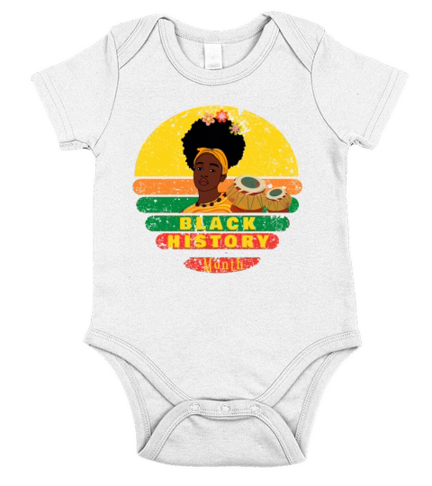 Black History month retro vintage afro hair woman Short Sleeve Baby One-Piece