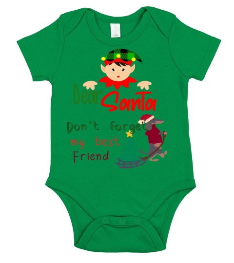 Christmas Santa Dont Forget My Best Friend Dog Short Sleeve Baby One-Piece