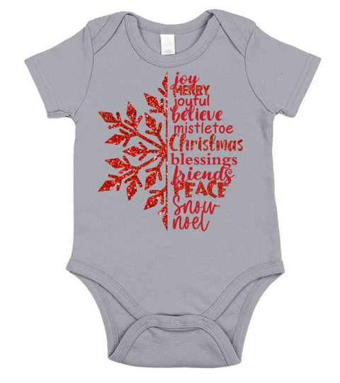 CHRISTMAS SNOWFLAKE RED LIGHT INSPIRATIONAL WORDS Short Sleeve Baby One-Piece