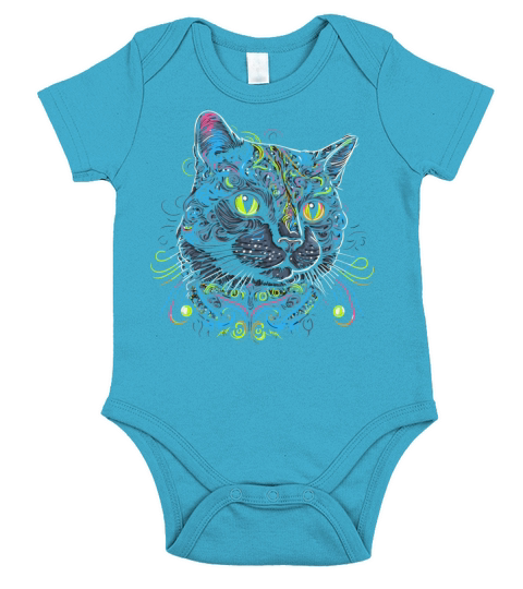Colorful Cat Short Sleeve Baby One-Piece