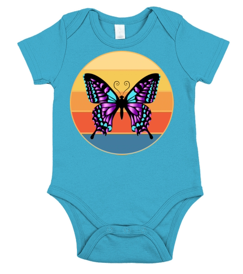 Cute Butterfly Retro Sunset Vintage Animal Insect Short Sleeve Baby One-Piece