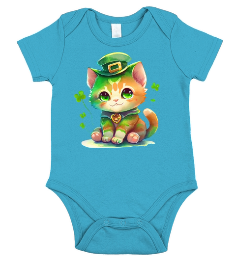 Cute Cat Saint Patricks Day Short Sleeve Baby One-Piece