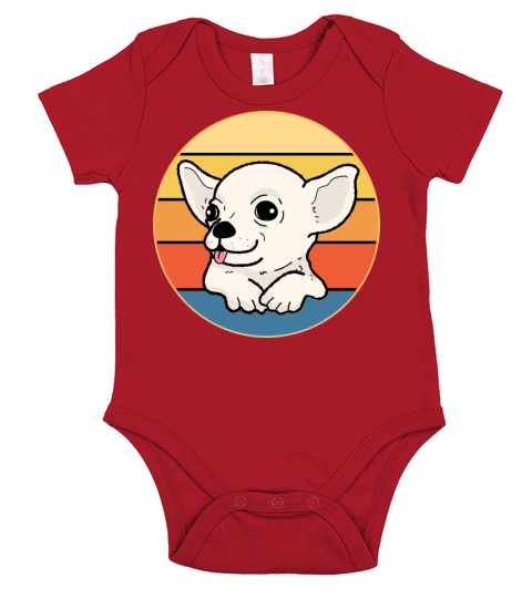 Cute Chihuahua Dog Breed Vintage Retro Sunset Short Sleeve Baby One-Piece