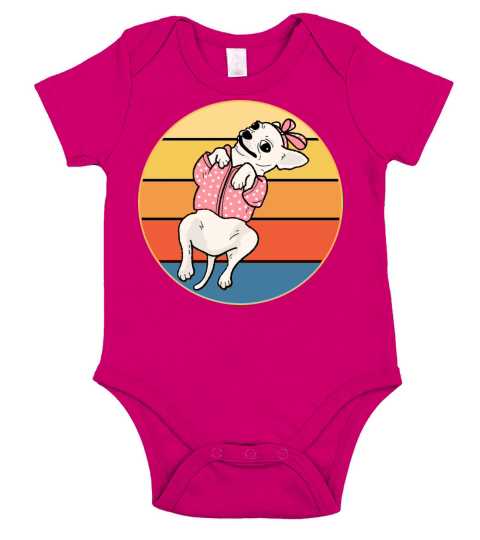 Cute Chihuahua Dog Breed Vintage Retro Sunset Short Sleeve Baby One-Piece