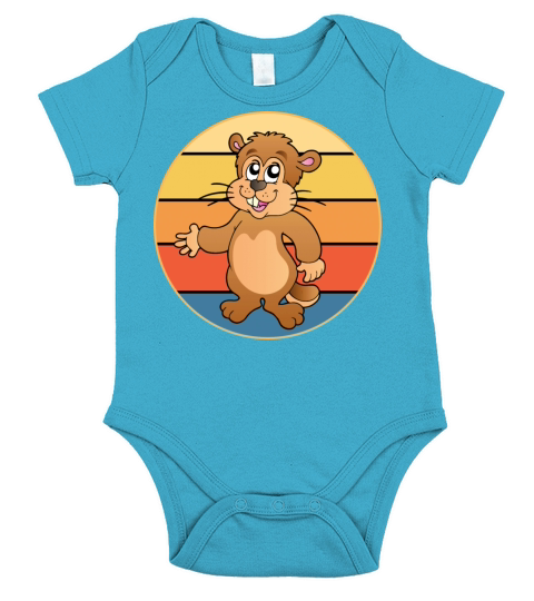 Cute Groundhog Retro Sunset Vintage Animal Lover Short Sleeve Baby One-Piece