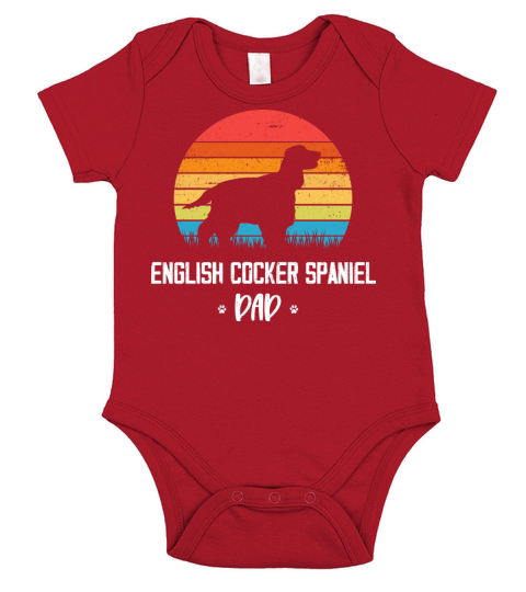 English Cocker Spaniel Dad Retro Vintage Short Sleeve Baby One-Piece