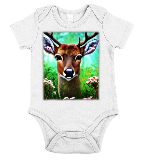 Forest animal deer design Short Sleeve Baby One-Piece