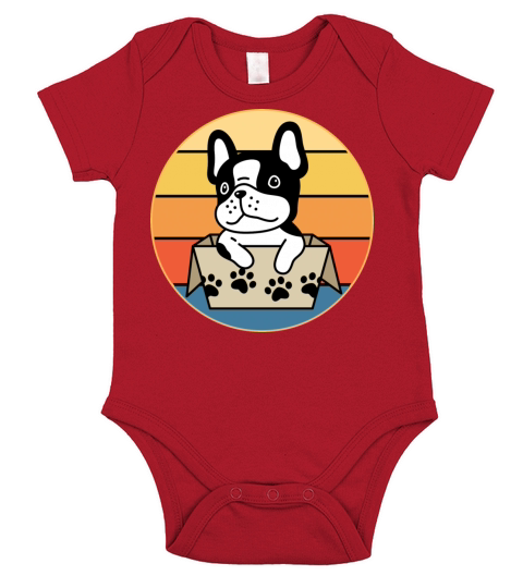 French Bulldog Dog Breed Vintage Retro Sunset Short Sleeve Baby One-Piece