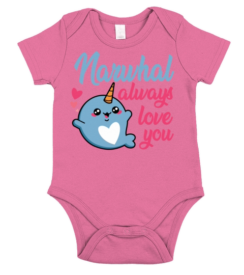 Funny Design for Valentines Day narwhal always lov Short Sleeve Baby One-Piece
