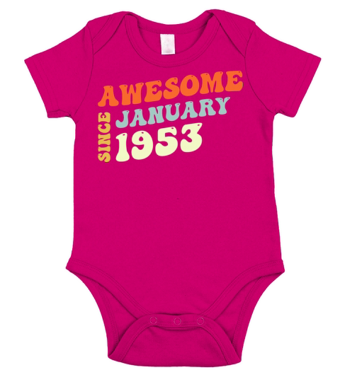 Groovy 70 Years Old Awesome Since January 1953 Short Sleeve Baby One-Piece