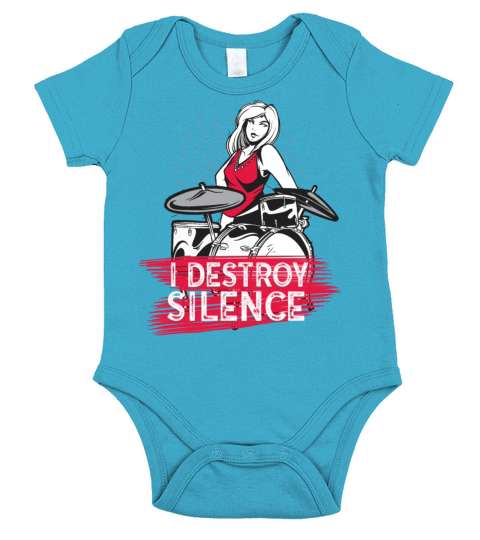 I Destroy Silence Drummer Band Music Beat Drum Short Sleeve Baby One-Piece