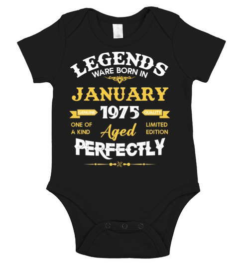 January 1975 Vintage Birthday Present Short Sleeve Baby One-Piece