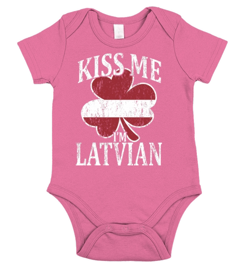 Kiss Me Im Latvian Funny St Patricks Day Union Jack Flag Short Sleeve Baby One-Piece