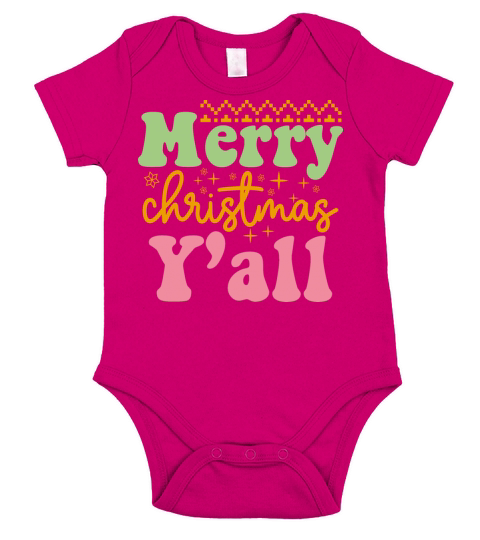 Merry Christmas Y’all Short Sleeve Baby One-Piece