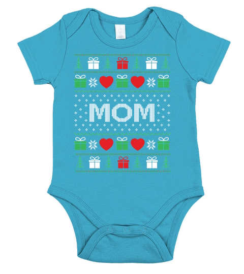 Mom ugly Christmas sweater vector Short Sleeve Baby One-Piece