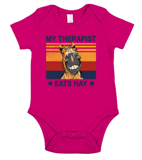 My Therapist eats Hay Horse Rider stable horseback Short Sleeve Baby One-Piece