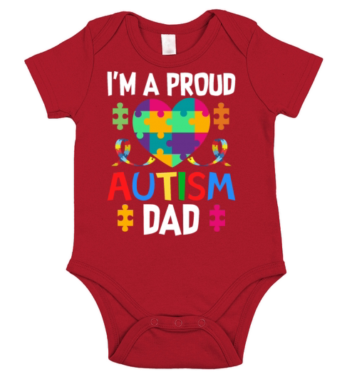 Proud Dad Autism Awareness Family Matching Short Sleeve Baby One-Piece
