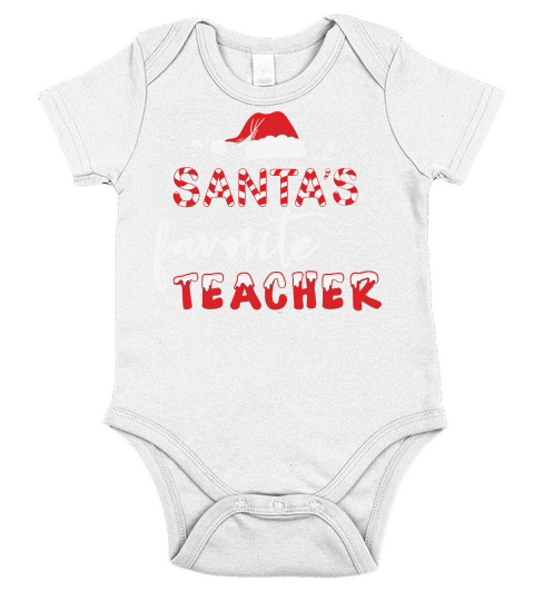 Santas favotite Teacher Christmas Short Sleeve Baby One-Piece