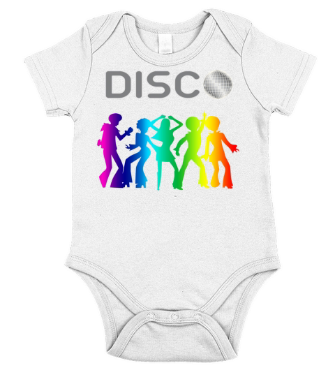 Vintage Retro 1970s Rainbow Disco Dancers Short Sleeve Baby One-Piece