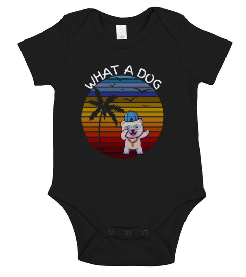 What a dog-Vintage Retro Style Short Sleeve Baby One-Piece