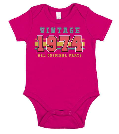 Year 1974 Vintage Gift Short Sleeve Baby One-Piece