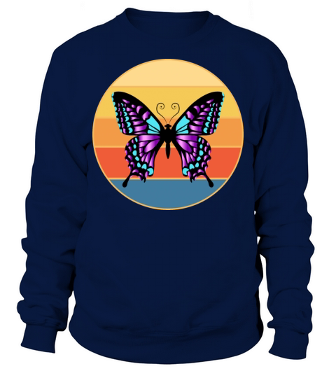 Cute Butterfly Retro Sunset Vintage Animal Insect Sweatshirt Unisex