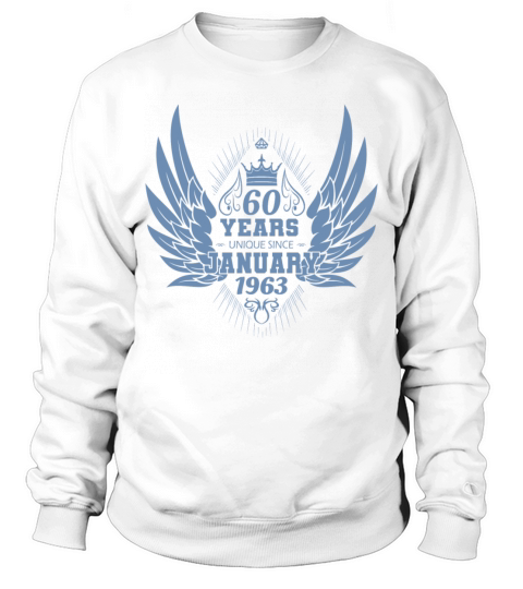 Vintage 1963 Birthday January Angel Wings Sweatshirt Unisex