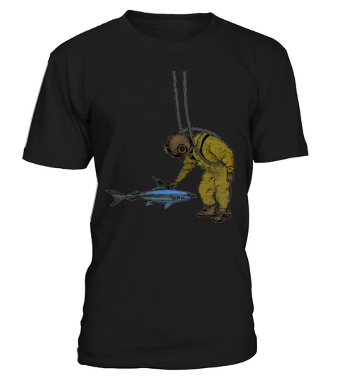 Vintage Diver with Diving Helmet and a Shark Urm T-Shirt Unisex