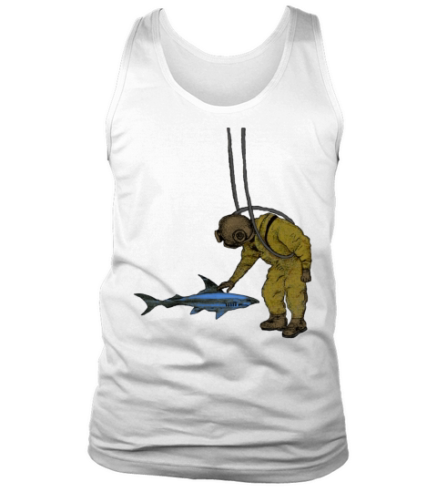 Vintage Diver with Diving Helmet and a Shark Urm Tank Top Unisex