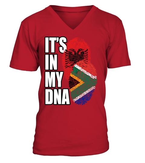 Albanian And South African Mix Heritage DNA Flag V-Neck T-shirt