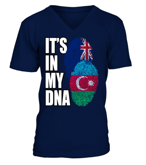 Azerbaijani And New Zealand Mix Heritage DNA Flag V-Neck T-shirt