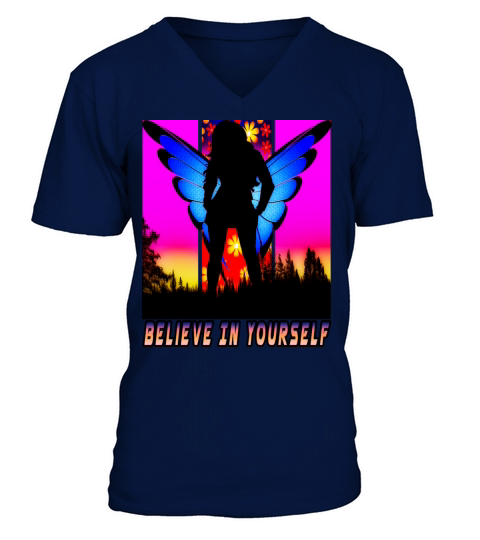 Believe In Yourself With Roses Flowers V-Neck T-shirt