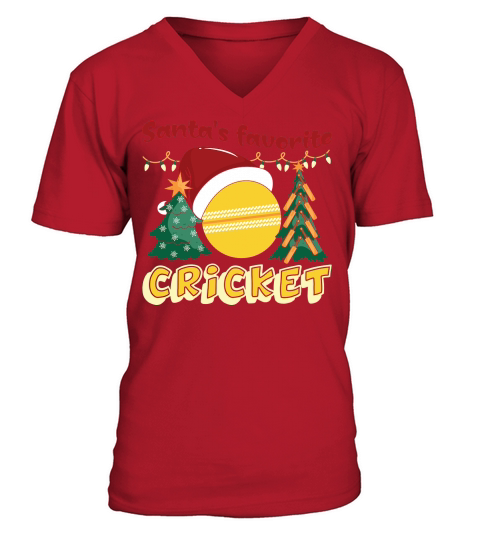 Christmas Sport Christmas Santas Favorite Cricket V-Neck T-shirt