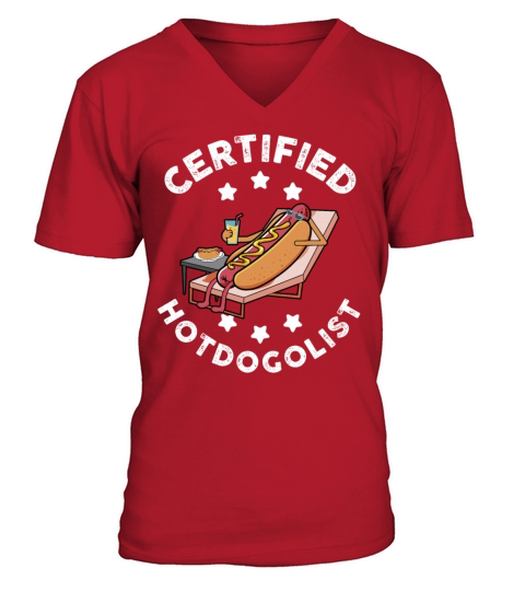 Cool Hot Dog Design For Men Women Boys Sausage Hot V-Neck T-shirt
