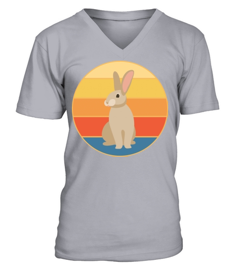 Cute Rabbit Bunny Retro Sunset Vintage Animal Pet V-Neck T-shirt