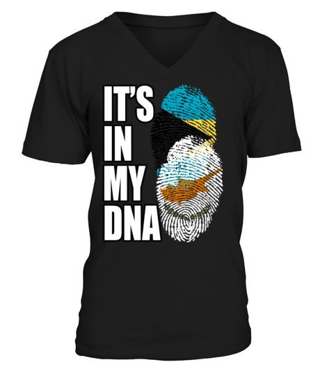 Cypriot And Bahamian Mix Heritage DNA Flag V-Neck T-shirt