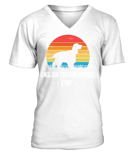 English Cocker Spaniel Dad Retro Vintage V-Neck T-shirt