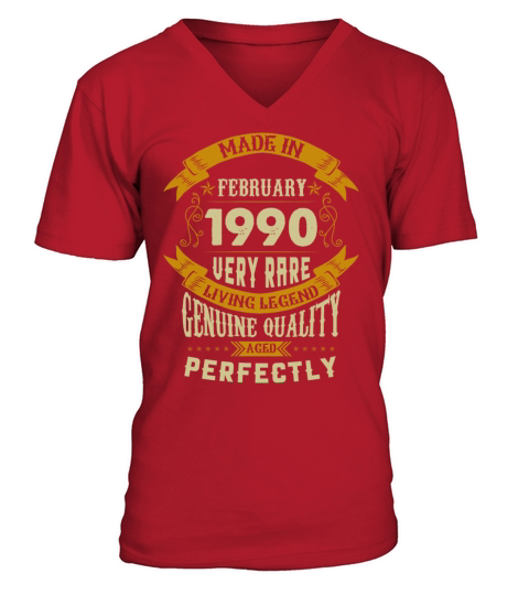 February 1990 Vintage Birthday Present V-Neck T-shirt