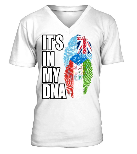 Fijian And Equatorial Fijian Mix Heritage DNA Flag V-Neck T-shirt