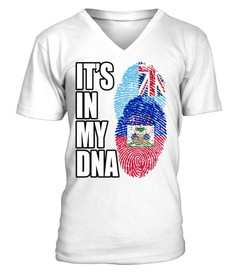 Fijian And Haitian Mix Heritage DNA Flag V-Neck T-shirt