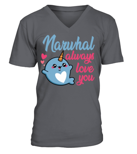 Funny Design for Valentines Day narwhal always lov V-Neck T-shirt