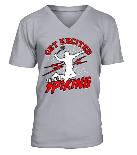 Get Excited About Spiking Sport Badminton Player V-Neck T-shirt