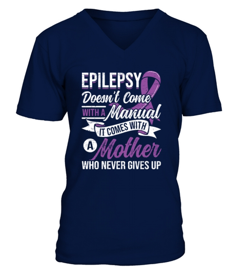 Mom Epilepsy Purple Ribbon Epileptic Epilepsy V-Neck T-shirt
