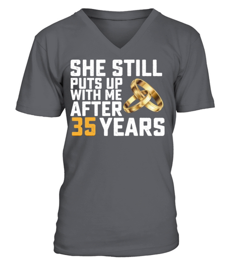 She Still Puts Up With Me After 35 Years V-Neck T-shirt