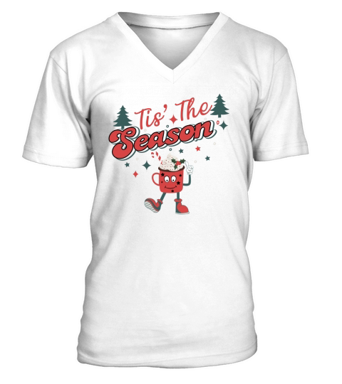 Tis The Season Retro Hot Chocolate cute Christmas V-Neck T-shirt
