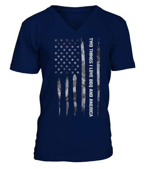 Two Things I Love BBQ And America V-Neck T-shirt