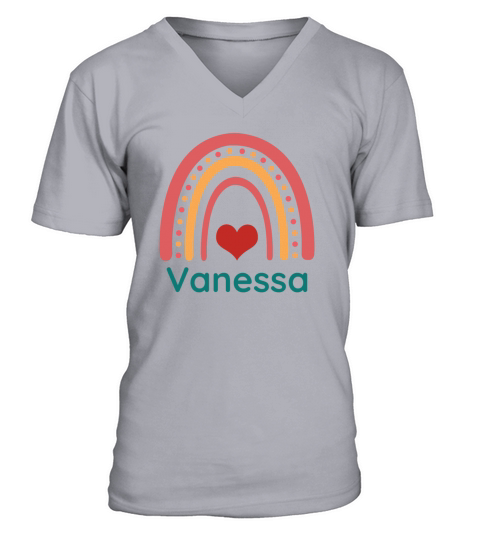 Vanessa Vintage Boho Rainbow V-Neck T-shirt